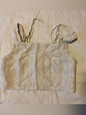 ALOHAS Beige Linen Tie-Back Corset Top